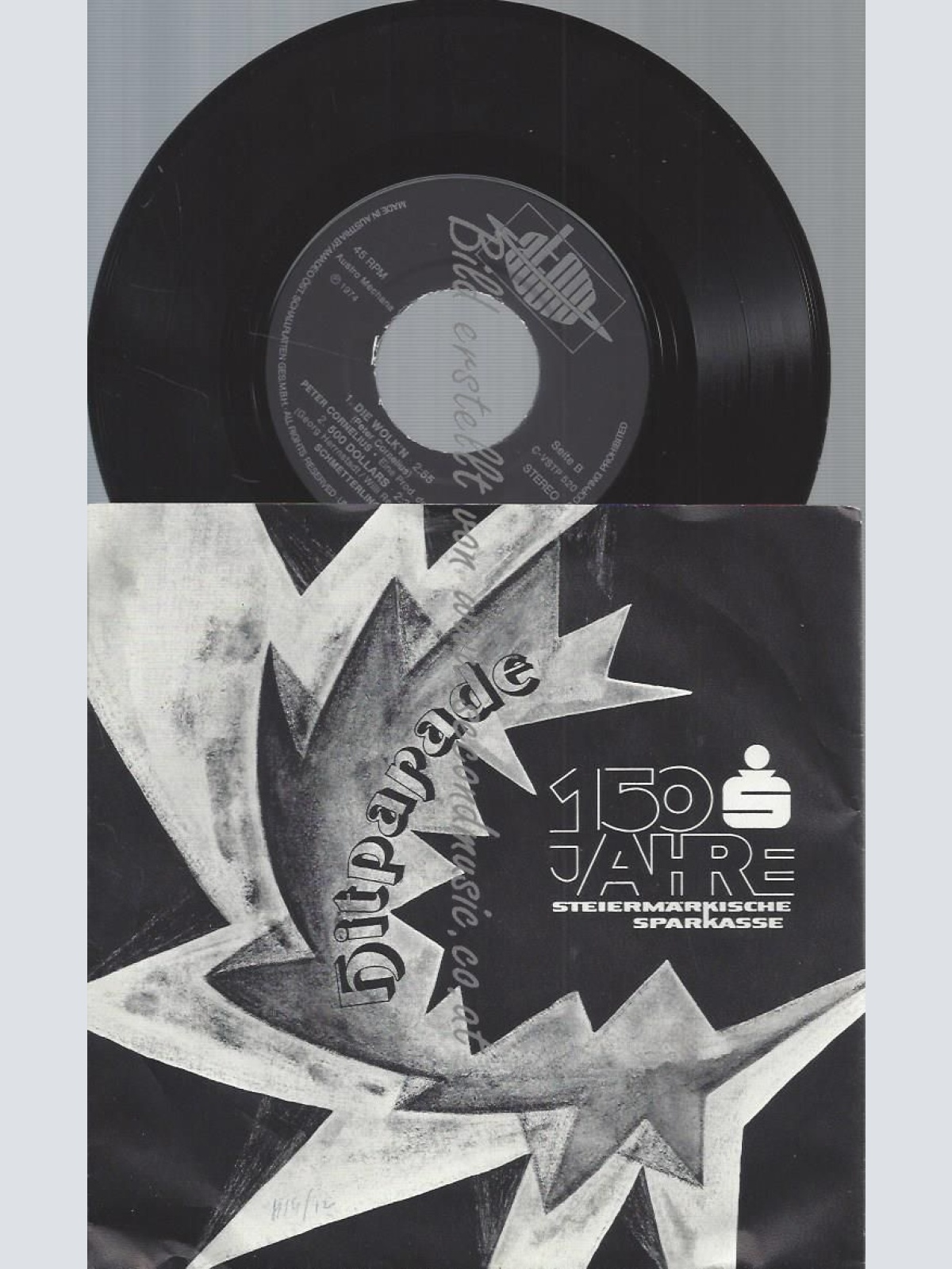 7" 150 JAHRE SPARKASSE // TURNING POINT / CORNELIUS // SCHMETTERLINGE /WATERLOO