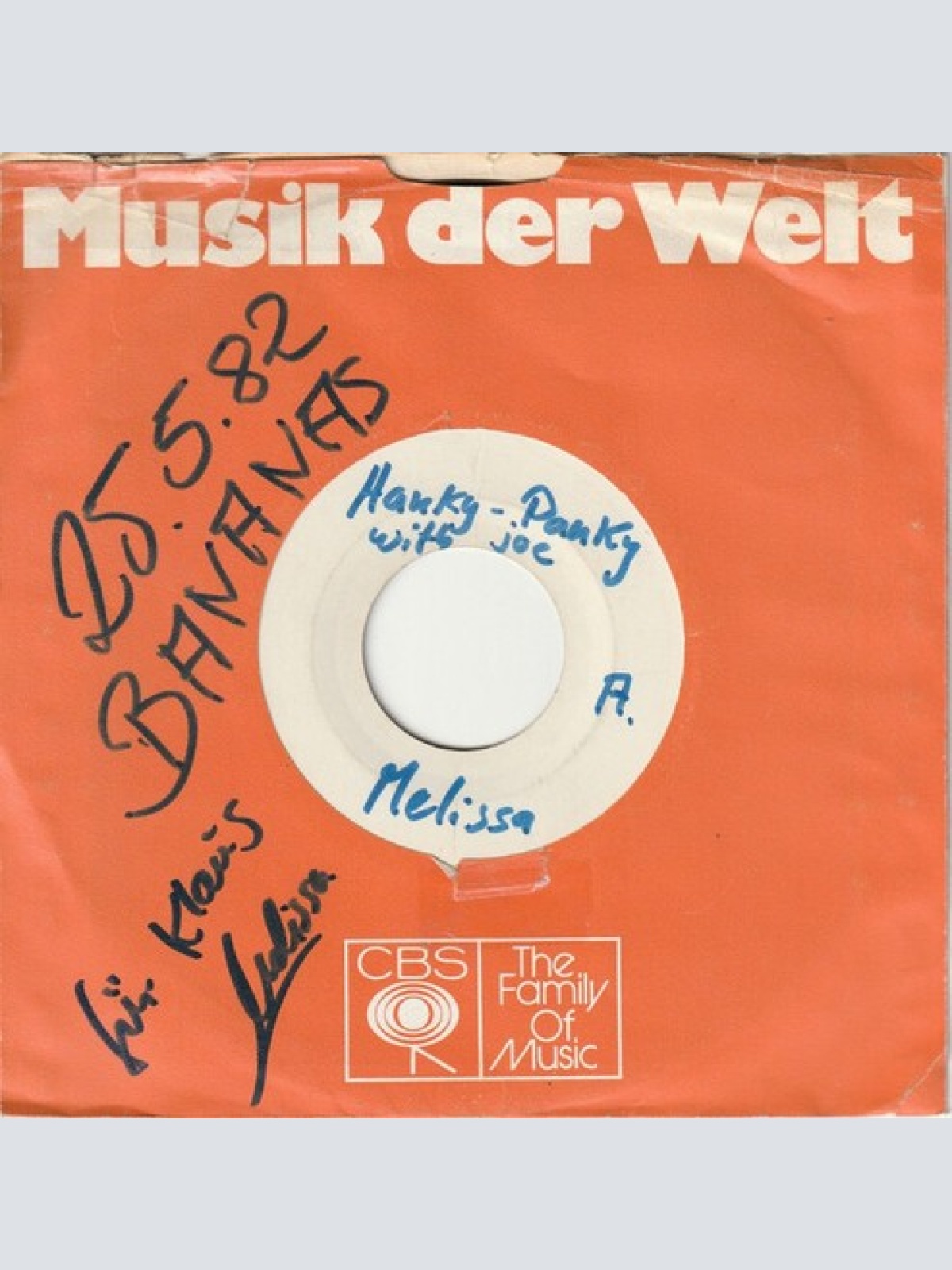 7", Single, W/Lbl Melissa (10) - Hanky Panky With Joe