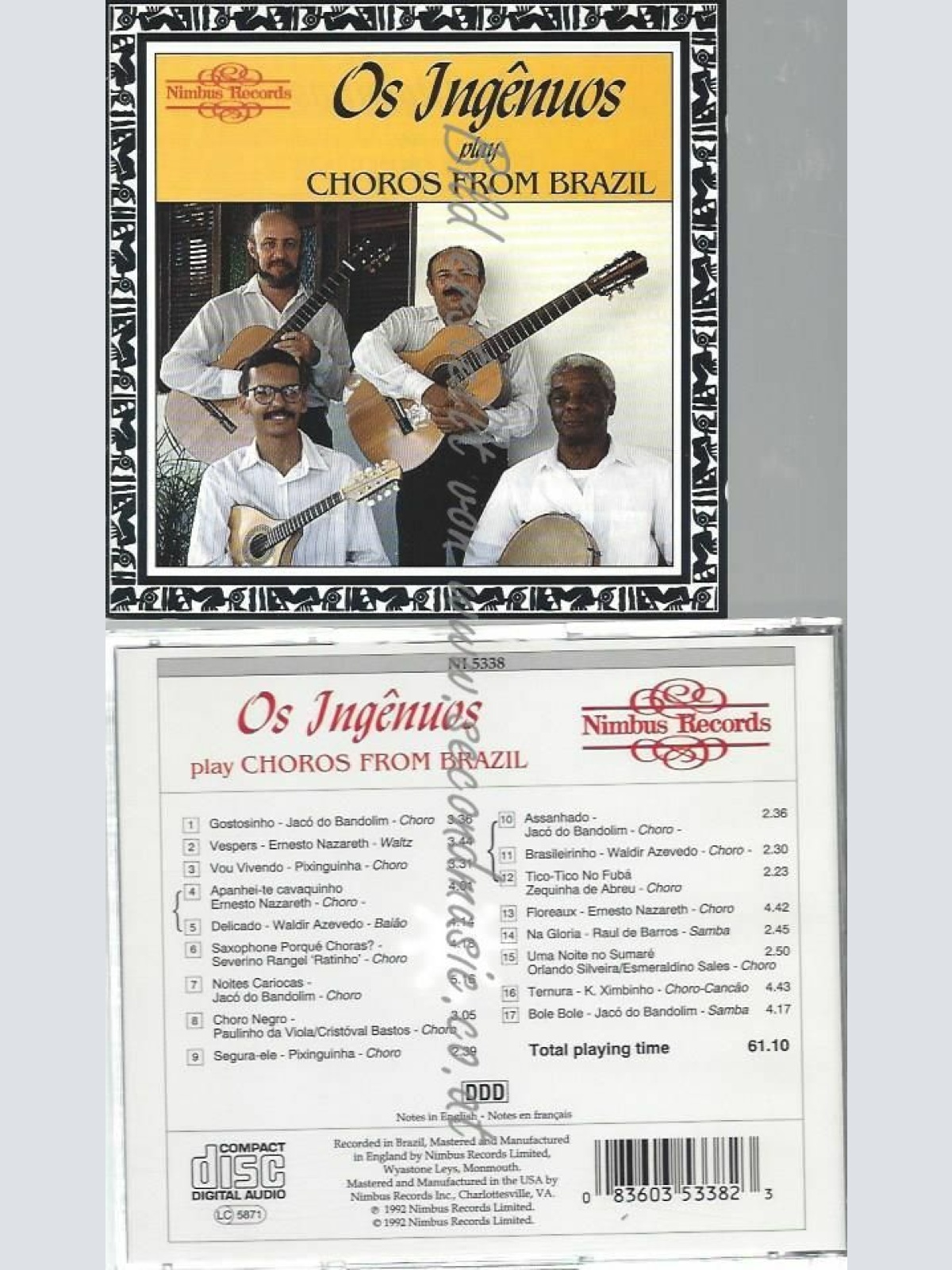 CD--OS INGENUOS | --OS INGENUOS PLAY CHOROS FROM BRAZIL