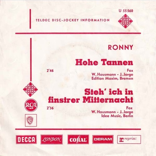 7", Single, Promo Ronny (4) - Hohe Tannen / Steh Ich In Finstrer Mitternacht