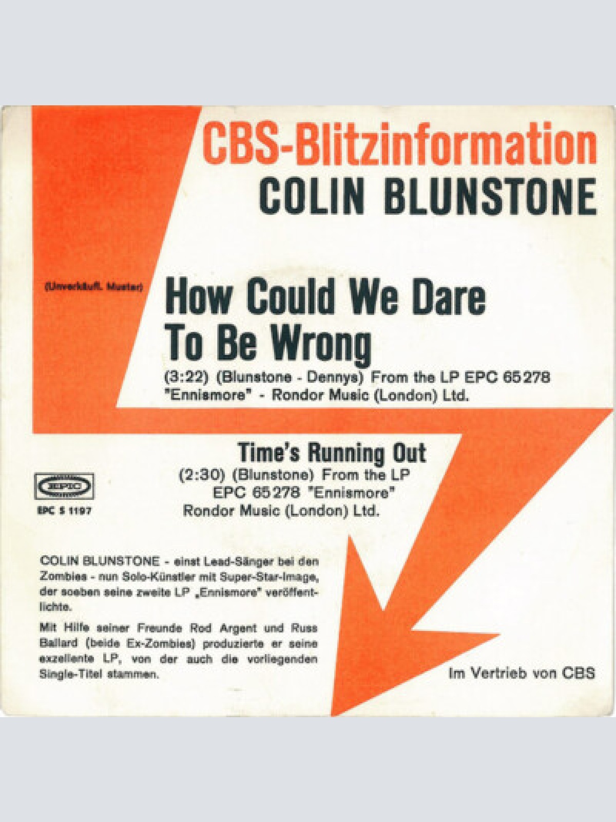 7", Single, Promo Colin Blunstone - How Could We Dare To Be Wrong
