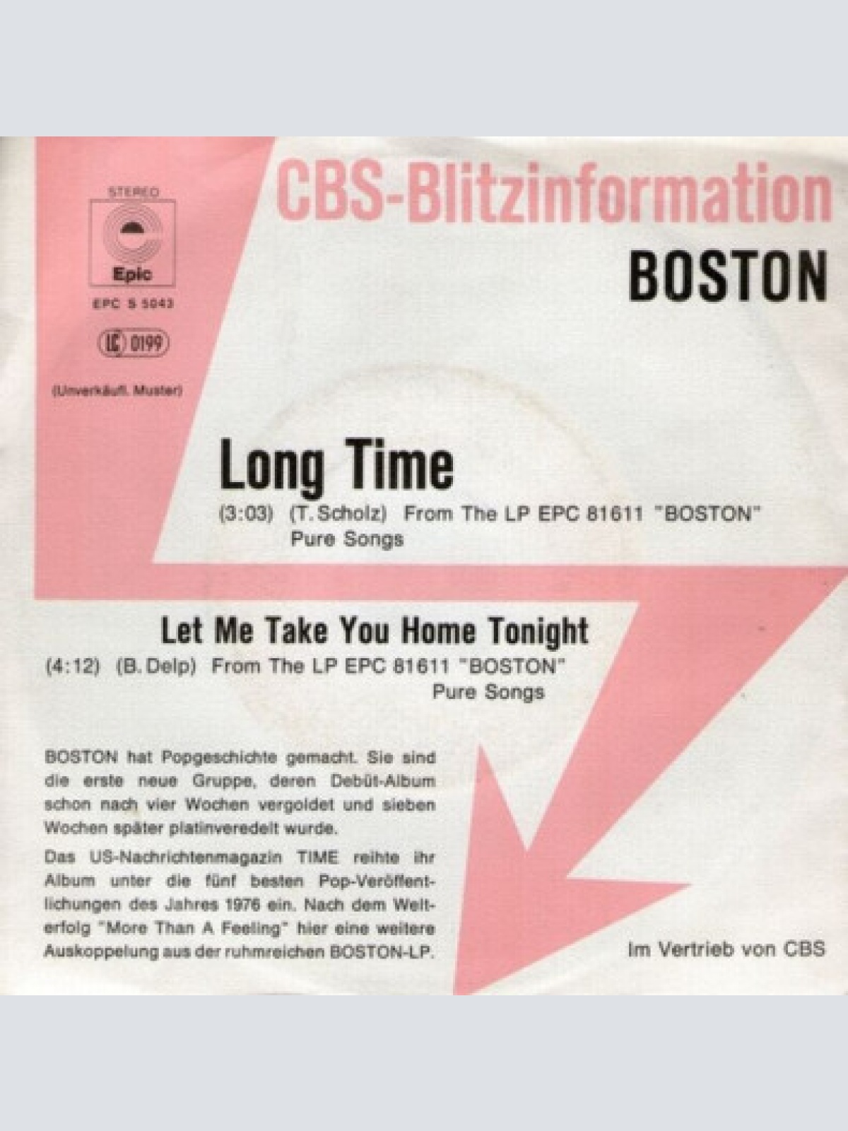 7", Single, Promo Boston - Long Time