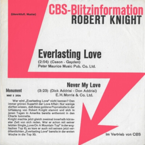 7", Single, Promo Robert Knight - Everlasting Love / Never My Love