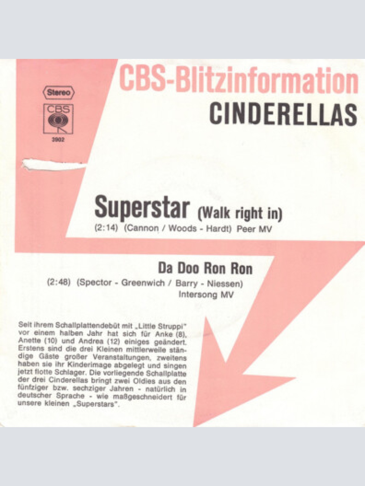 7", Single, Promo Cinderellas - Superstar