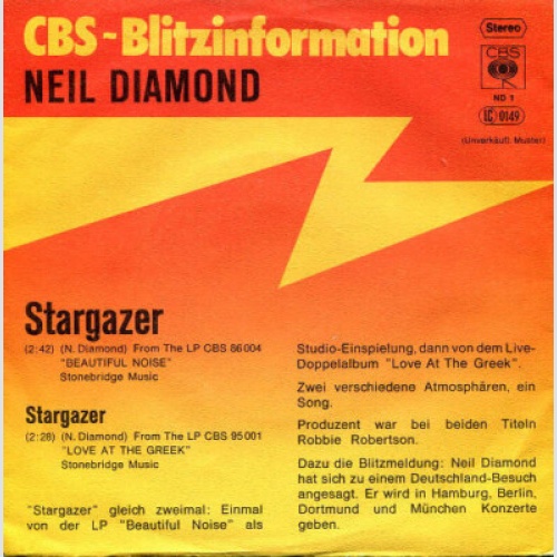 7", Single, Promo Neil Diamond - Stargazer