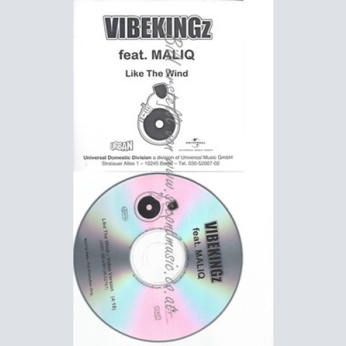 PROMO CD--VIBEKINGZ FEAT MALIQ --LIKE THE WIND 1TR