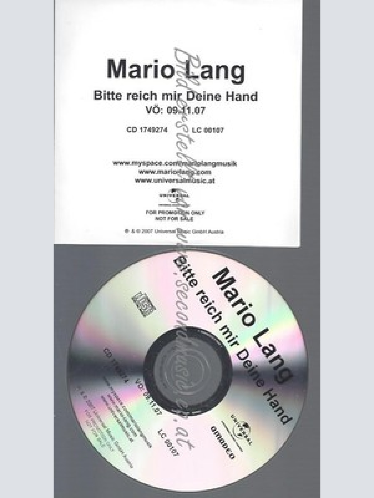 PROMO CD--MARIO LANG--BITTE REICH MIR DEINE HAND--