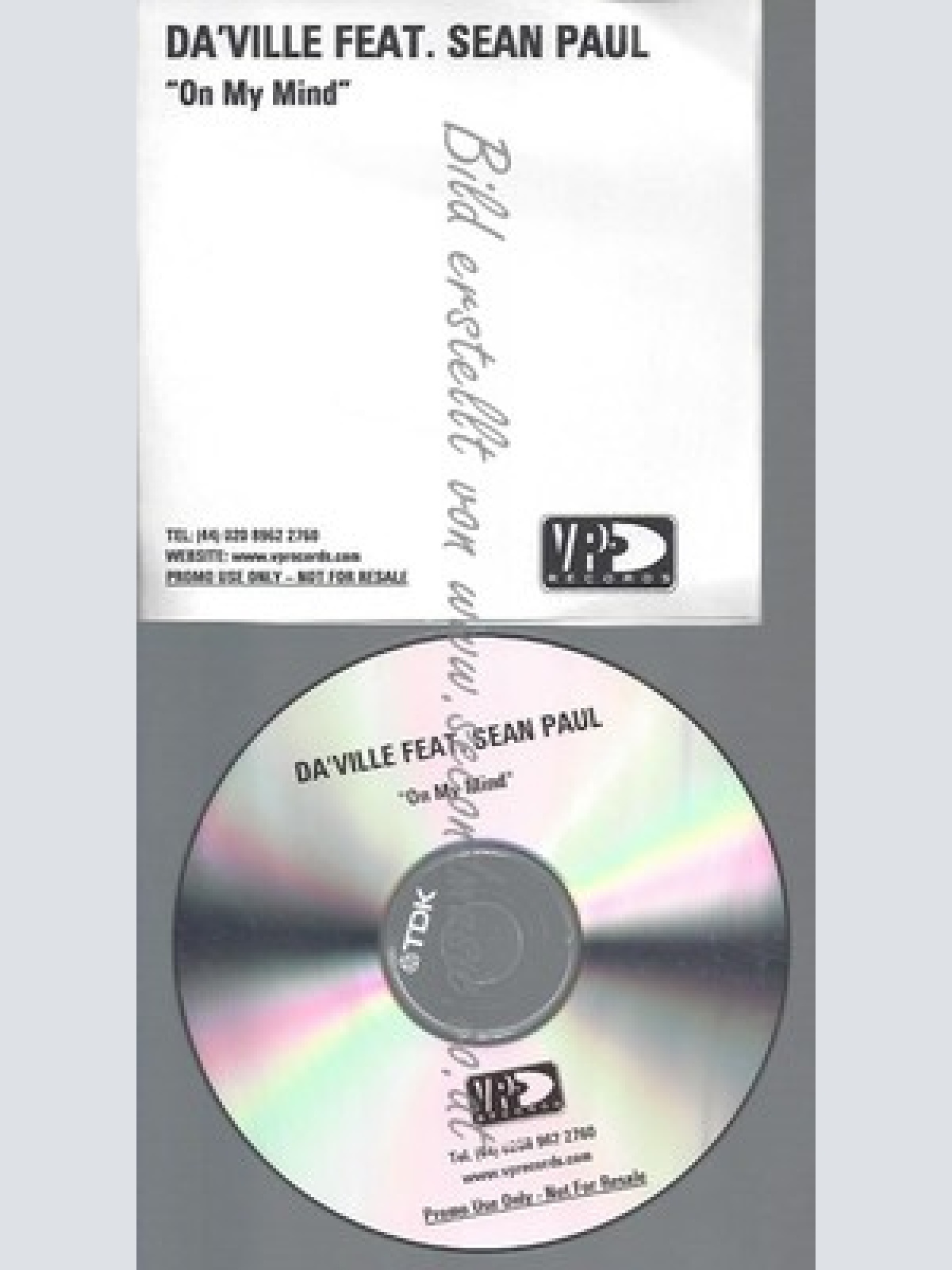 PROMO CD--DA VILLE FEAT SEAN PAUL--ON MY MIND--