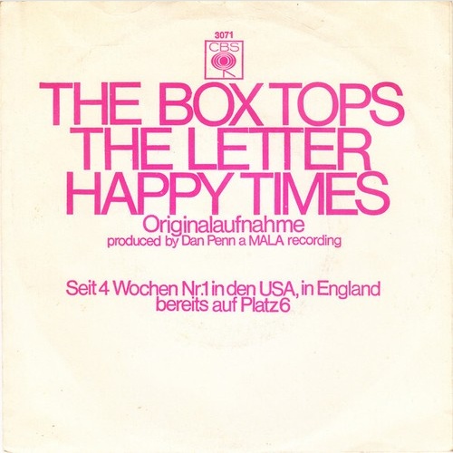 7", Single The Box Tops* - The Letter / Happy Times