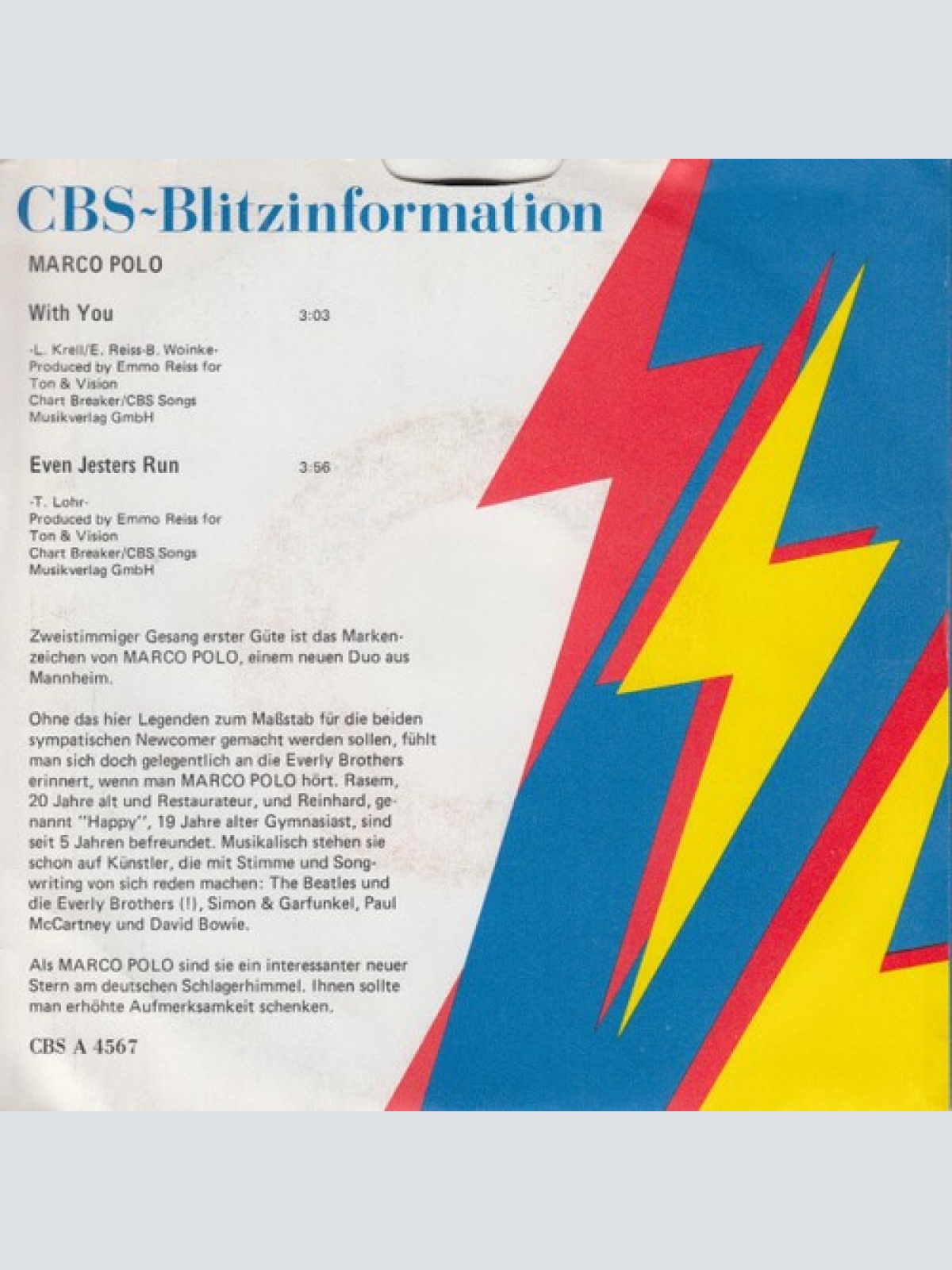 7", Single, Promo Marco Polo (18) - With You