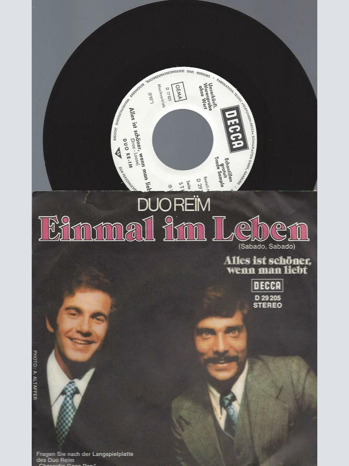 7" Duo Re-im – Einmal Im Leben / Promo