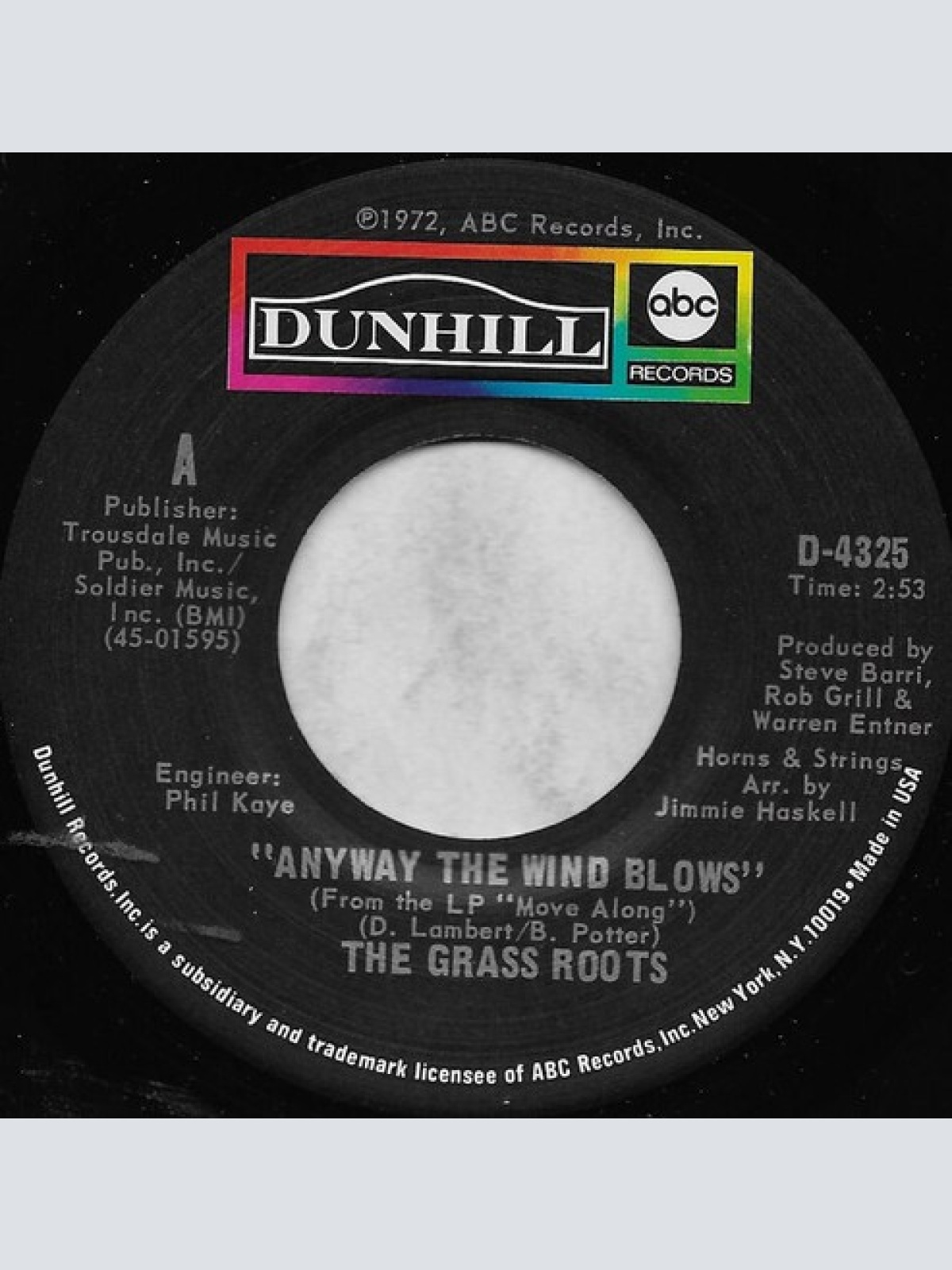 7", San The Grass Roots - Anyway The Wind Blows