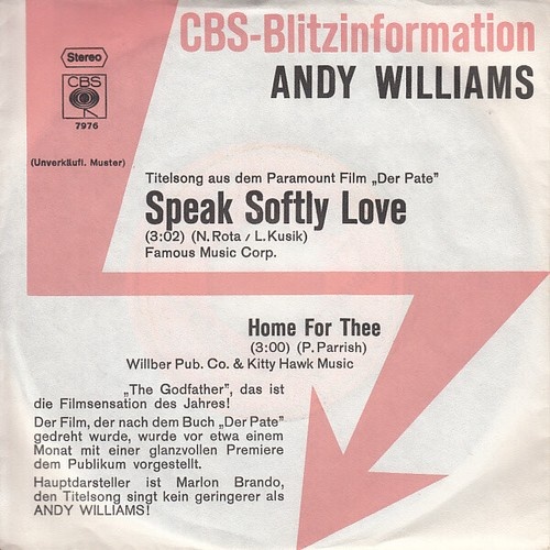 7", Single, Promo Andy Williams - Speak Softly Love