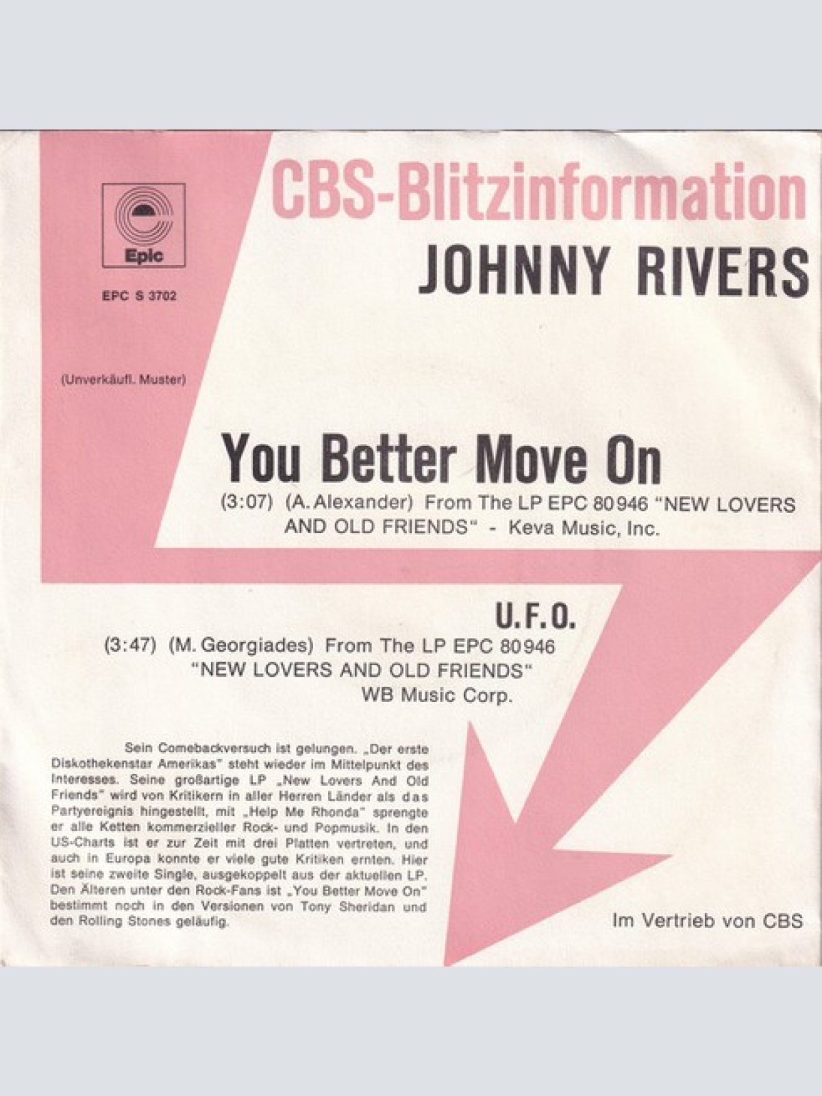 7", Single, Promo Johnny Rivers - You Better Move On