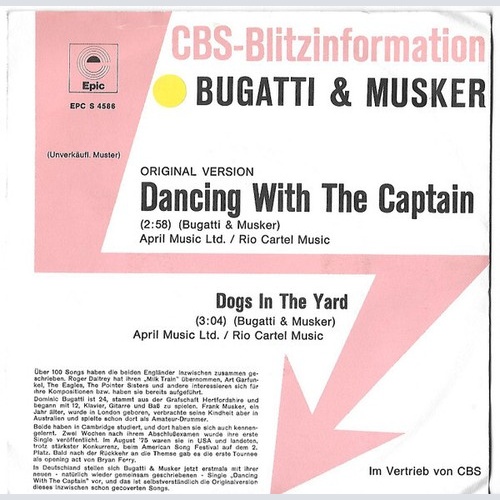 7", Single, Promo Bugatti & Musker* - Dancing With The Captain / Dogs In The ...