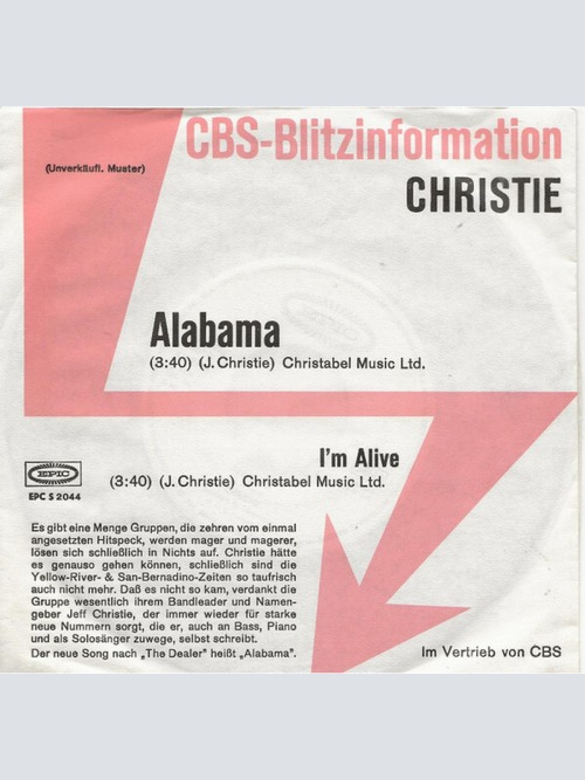 7", Promo Christie - Alabama