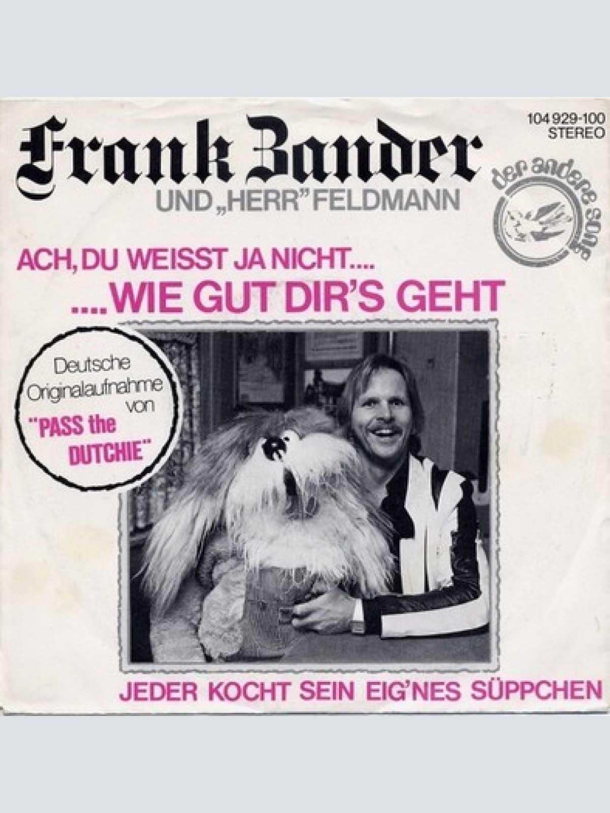 7", Single Frank Zander Und "Herr" Feldmann - Ach, Du Weißt Ja Nicht Wie Gut ...