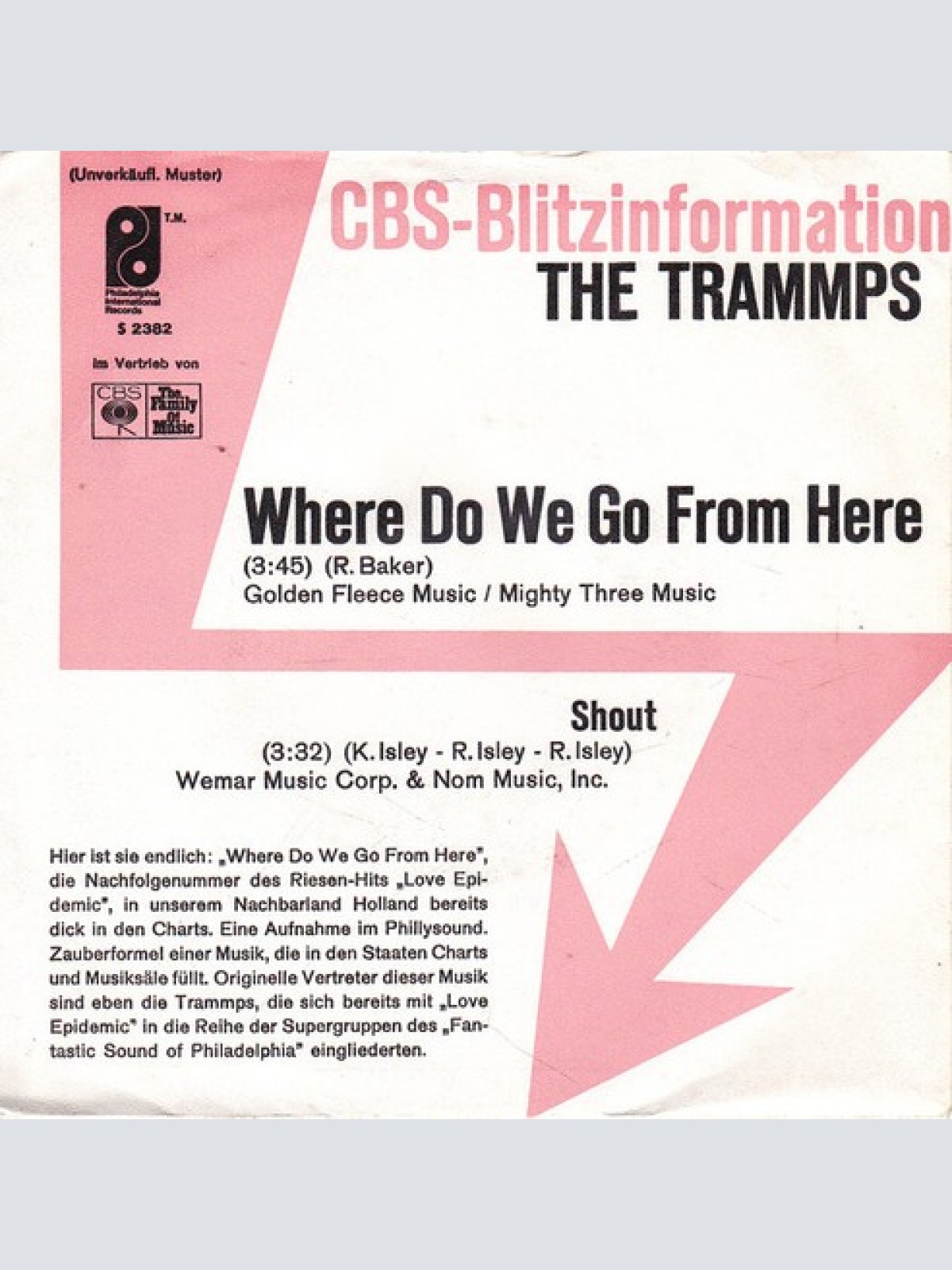 7", Single, Promo The Trammps - Where Do We Go From Here / Shout