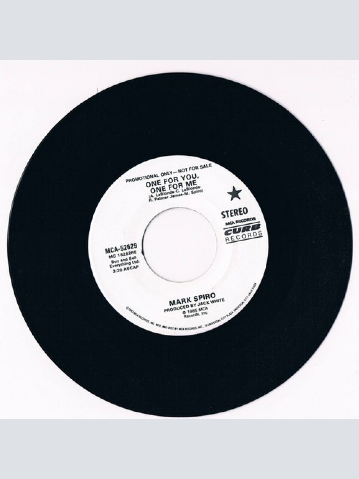 7", Promo Mark Spiro - One For You, One For Me