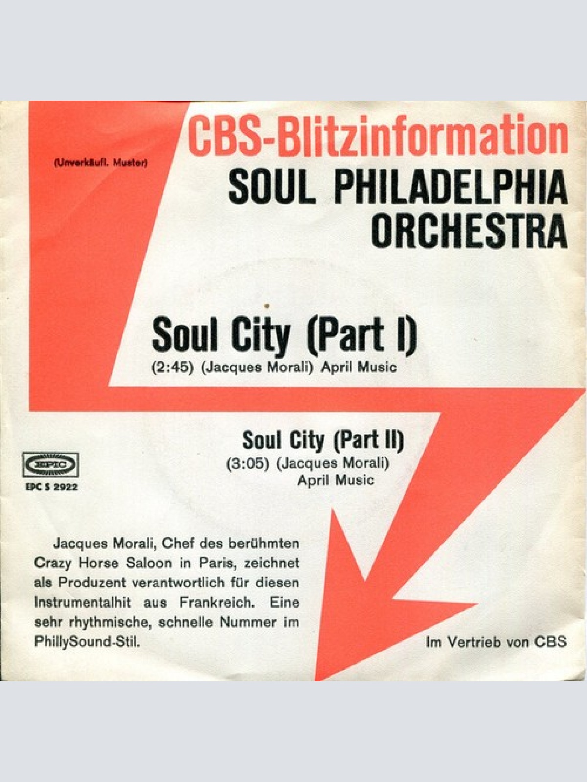 7", Single, Promo Soul Philadelphia Orchestra - Soul City