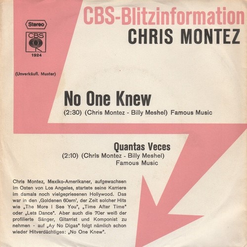 7", Single, Promo Chris Montez - No One Knew