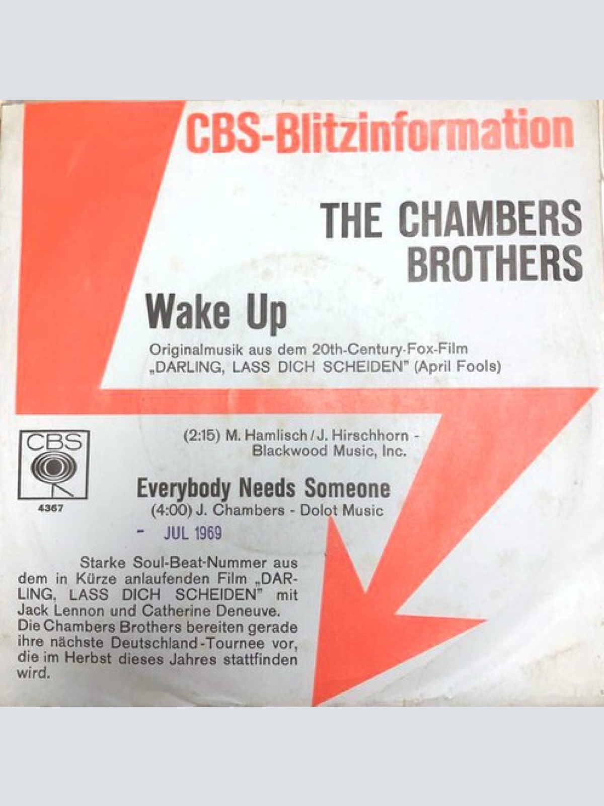 7", Promo The Chambers Brothers - Wake Up