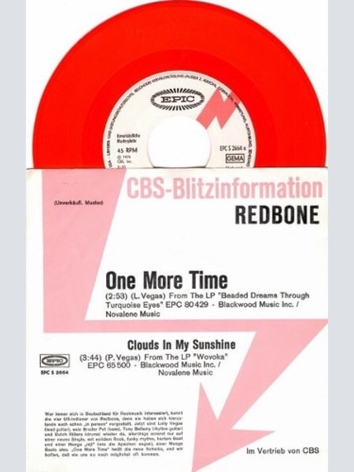 7", Single, Promo, Red Redbone - One More Time