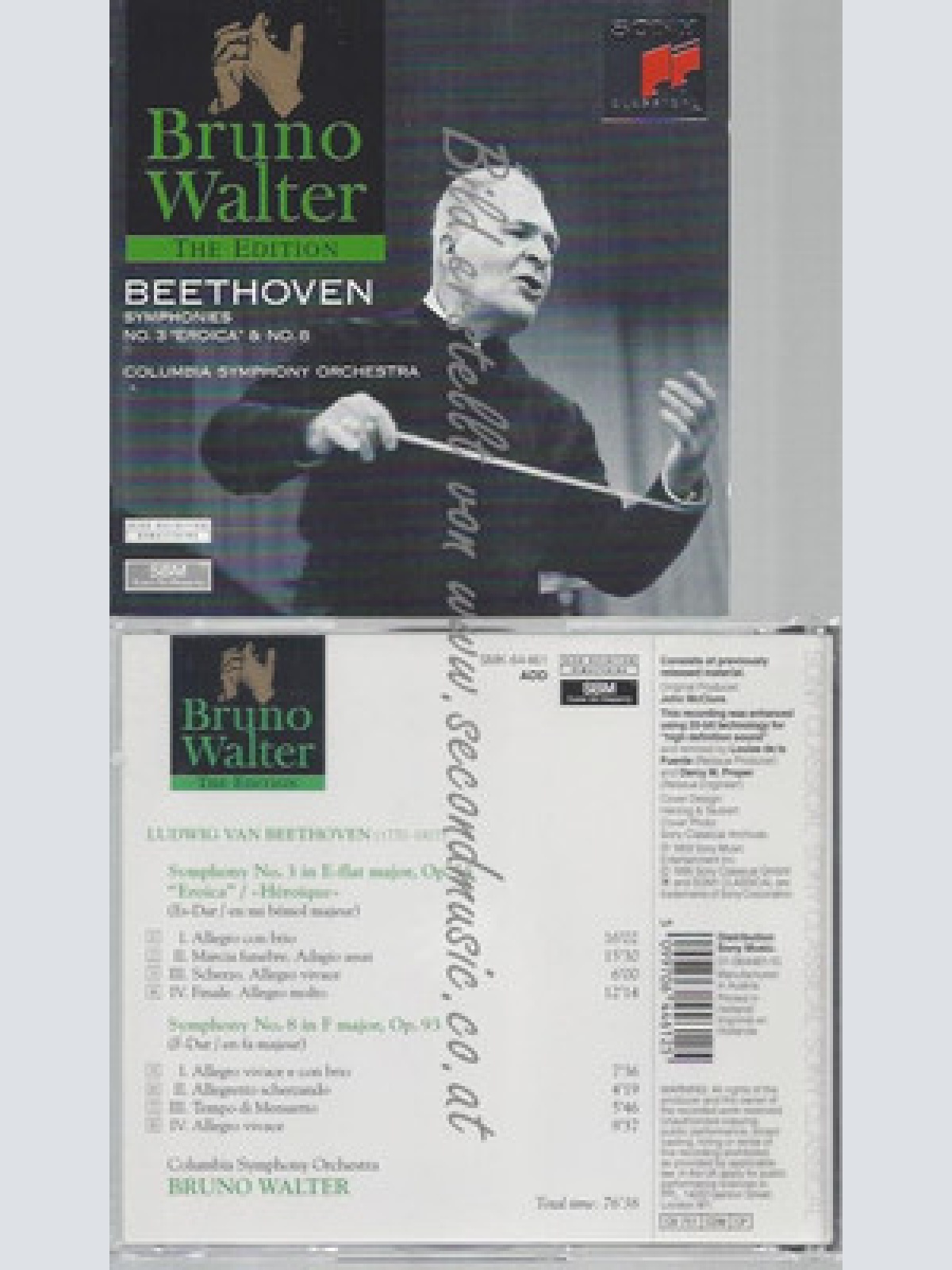 CD-Sinfonien 3 Eroica & 81995 von Bruno. Walter -Columbia Symphony Orchestra
