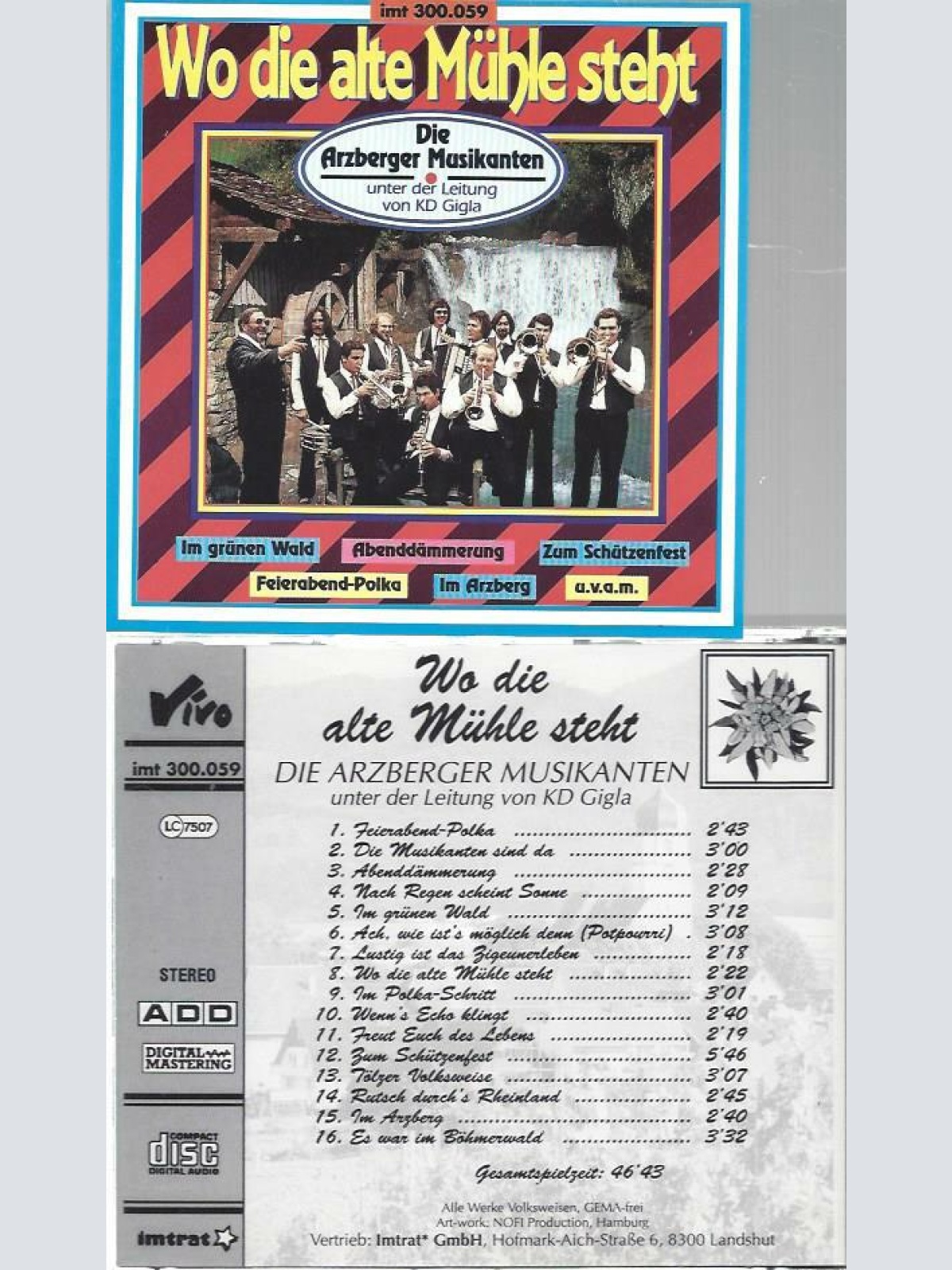 CD--Die Arzberger Musikanten  -- Wo die alte Mühle steht