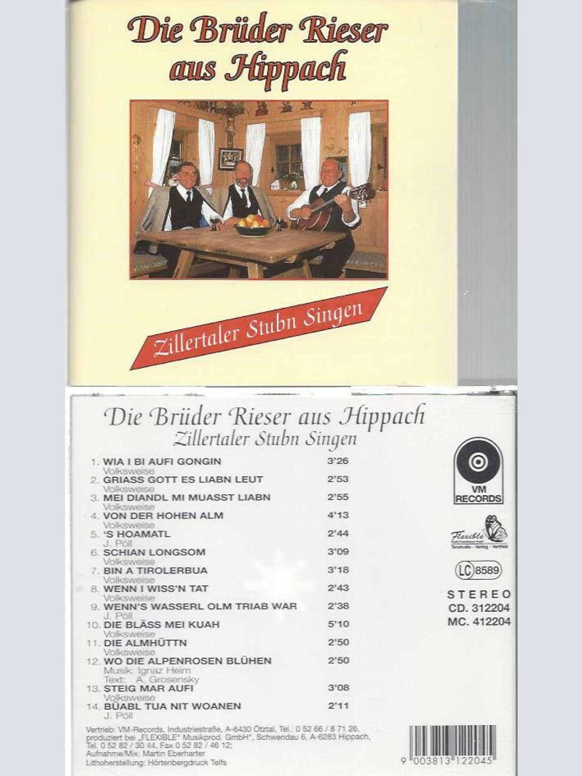 CD--Die Brüder Rieser aus Hippach --Zillertaler Stubn singen