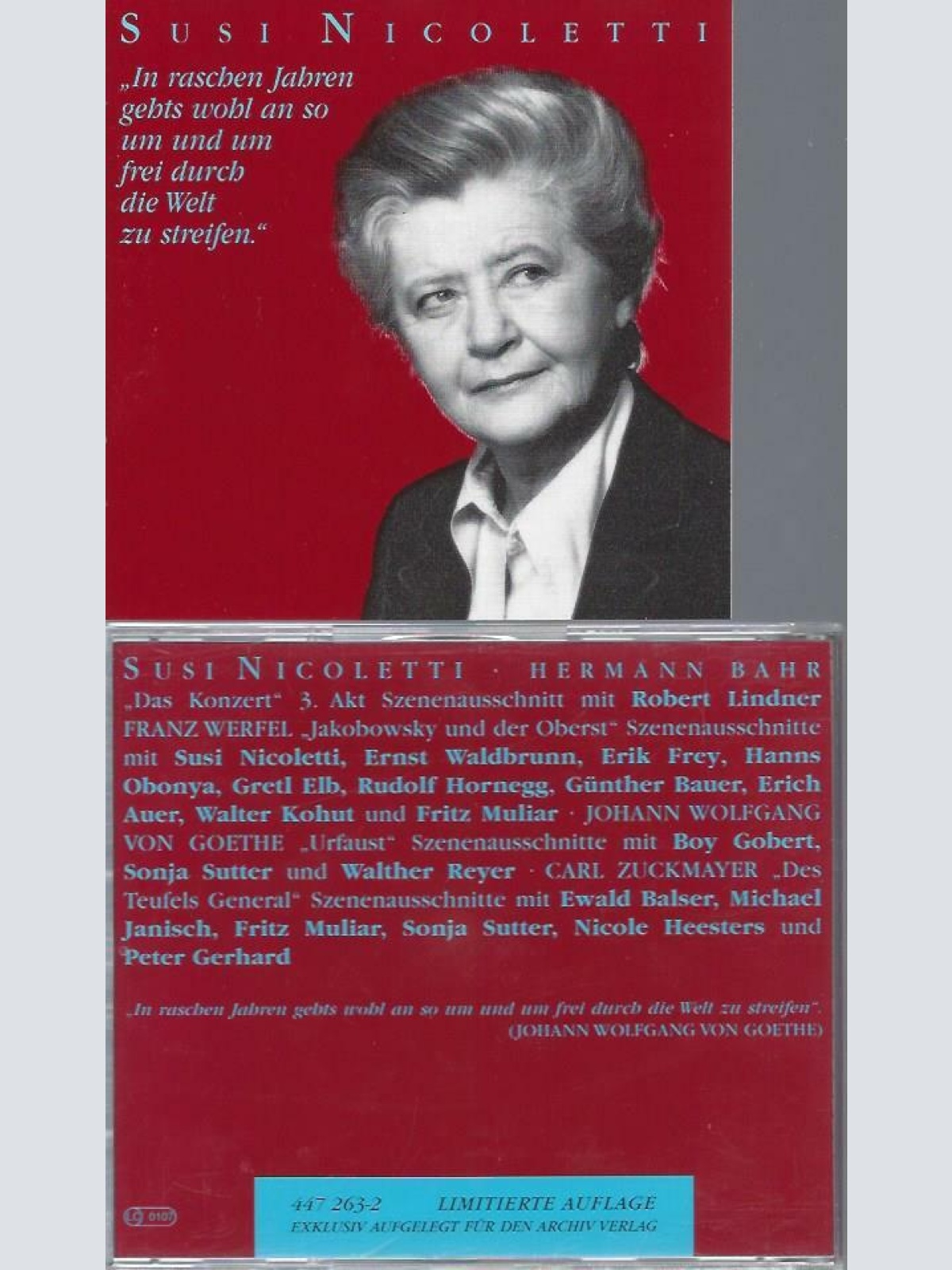 CD--SUSI NICOLETTI IN RASCHEN JAHREN GEHTS WOHL AN SO  // HERMANN BAHR