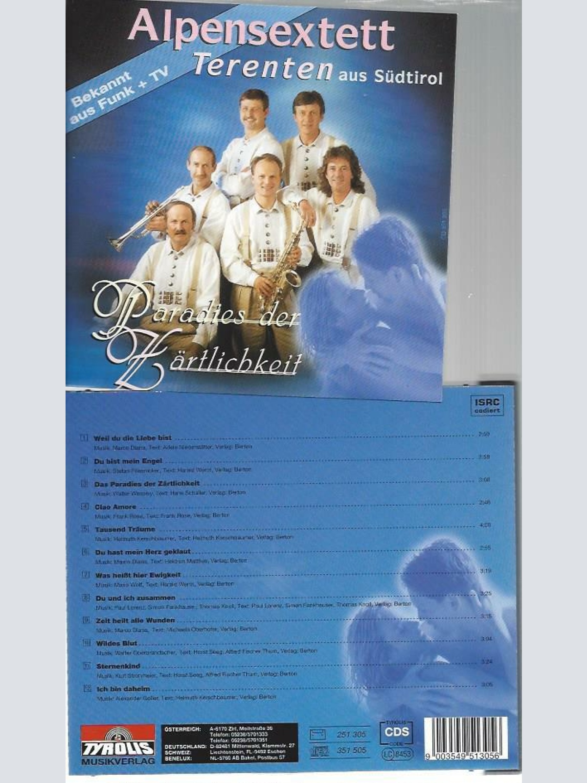 CD--Alpensextett Terenten--Paradies der Zärtlichkeit