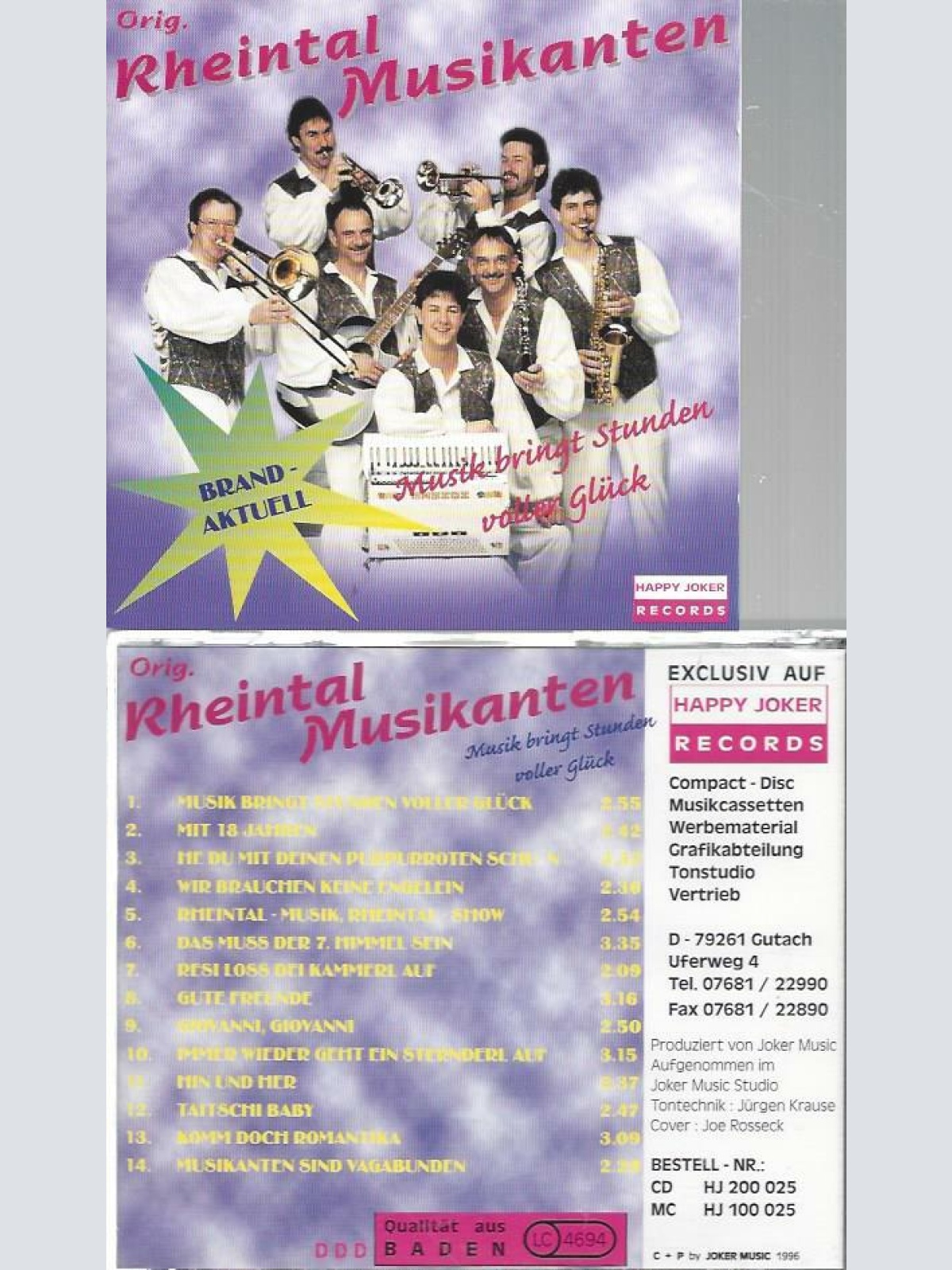 CD--Orig. Reintal Musikanten--Musik bringt Stunden voller Glück