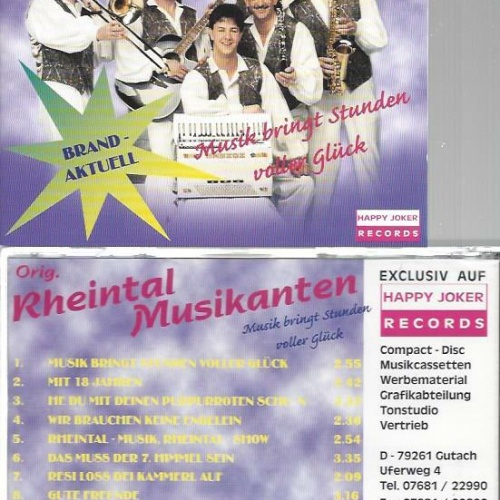 CD--Orig. Reintal Musikanten--Musik bringt Stunden voller Glück