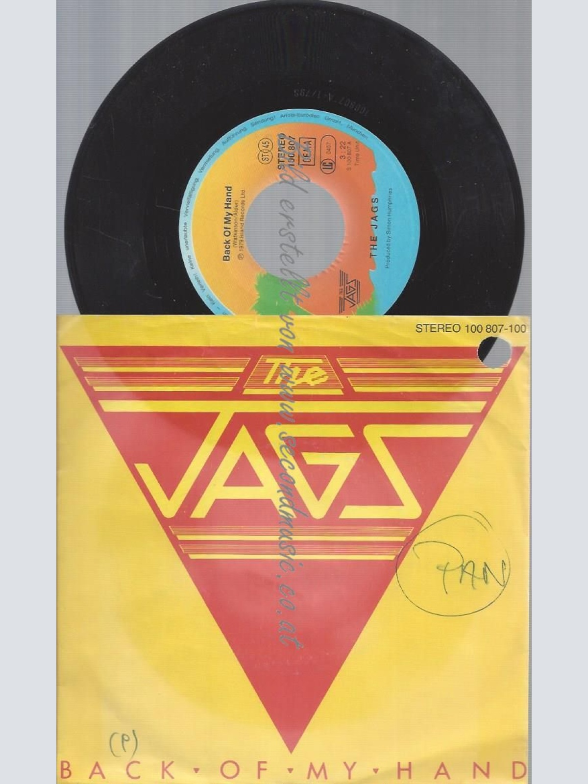 7"  The Jags  Back Of My Hand