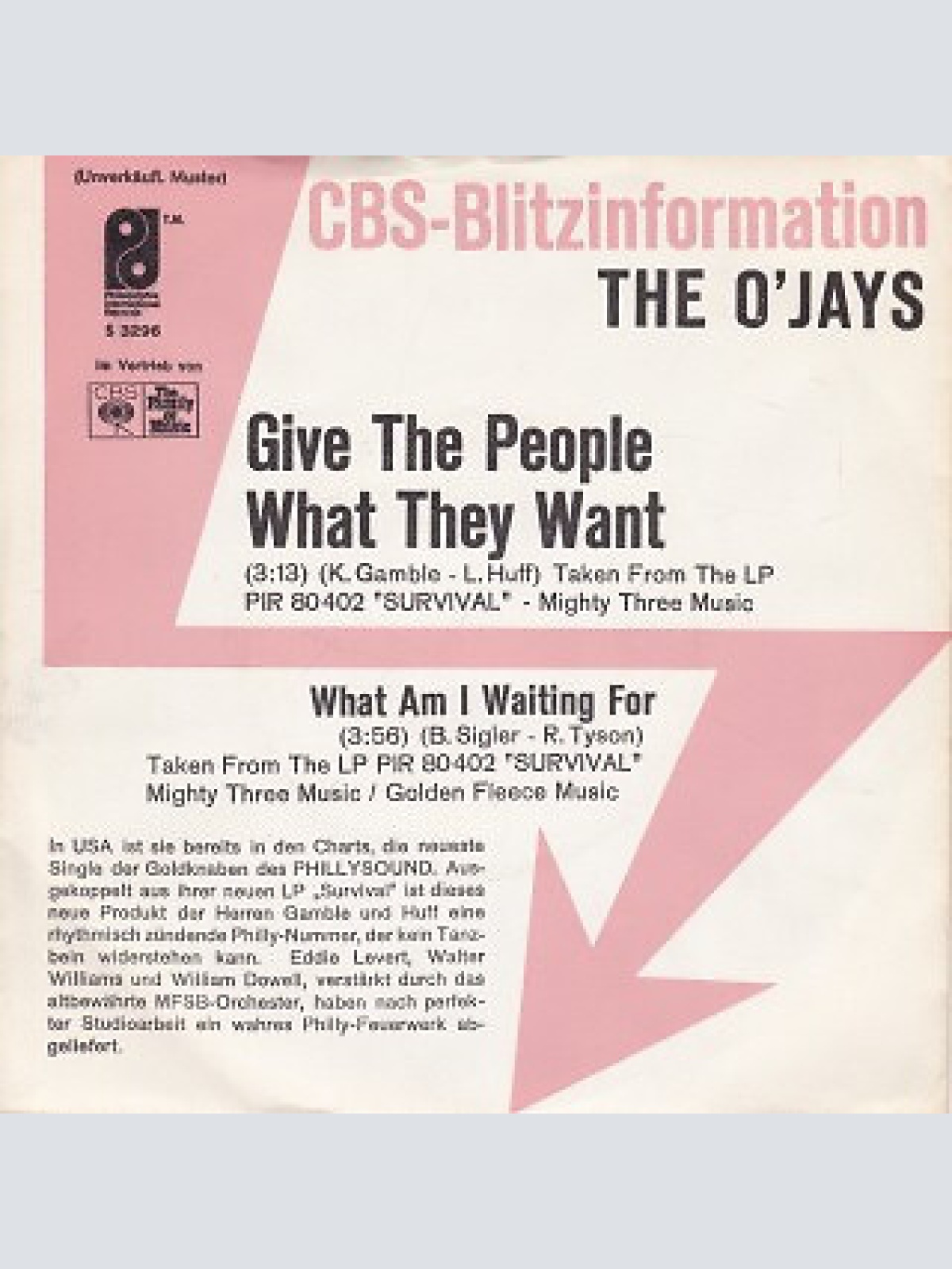 7", Single, Promo The O'Jays - Give The People What They Want / What Am I Wai...