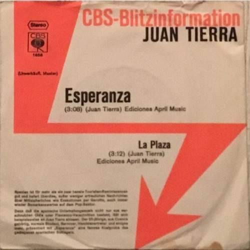 7", Promo, W/Lbl Juan Tierra - Esperanza / La Plaza