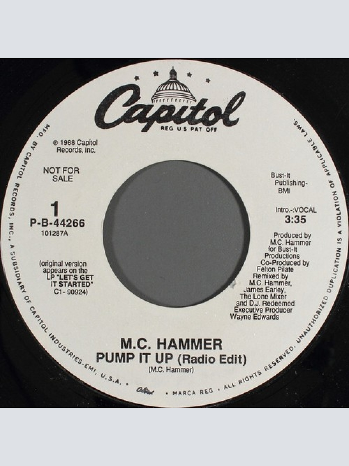7", Promo, Styrene M.C. Hammer* - Pump It Up