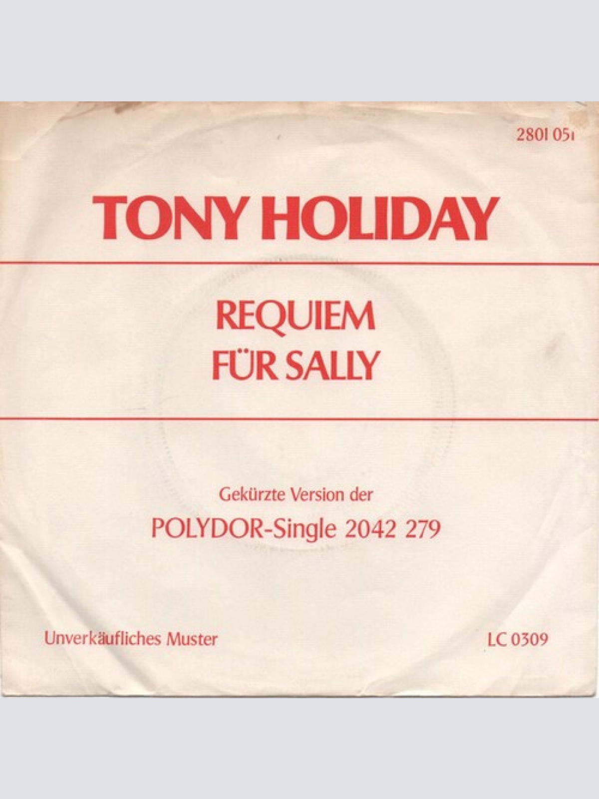 7", Single, Promo Tony Holiday - Requiem Für Sally