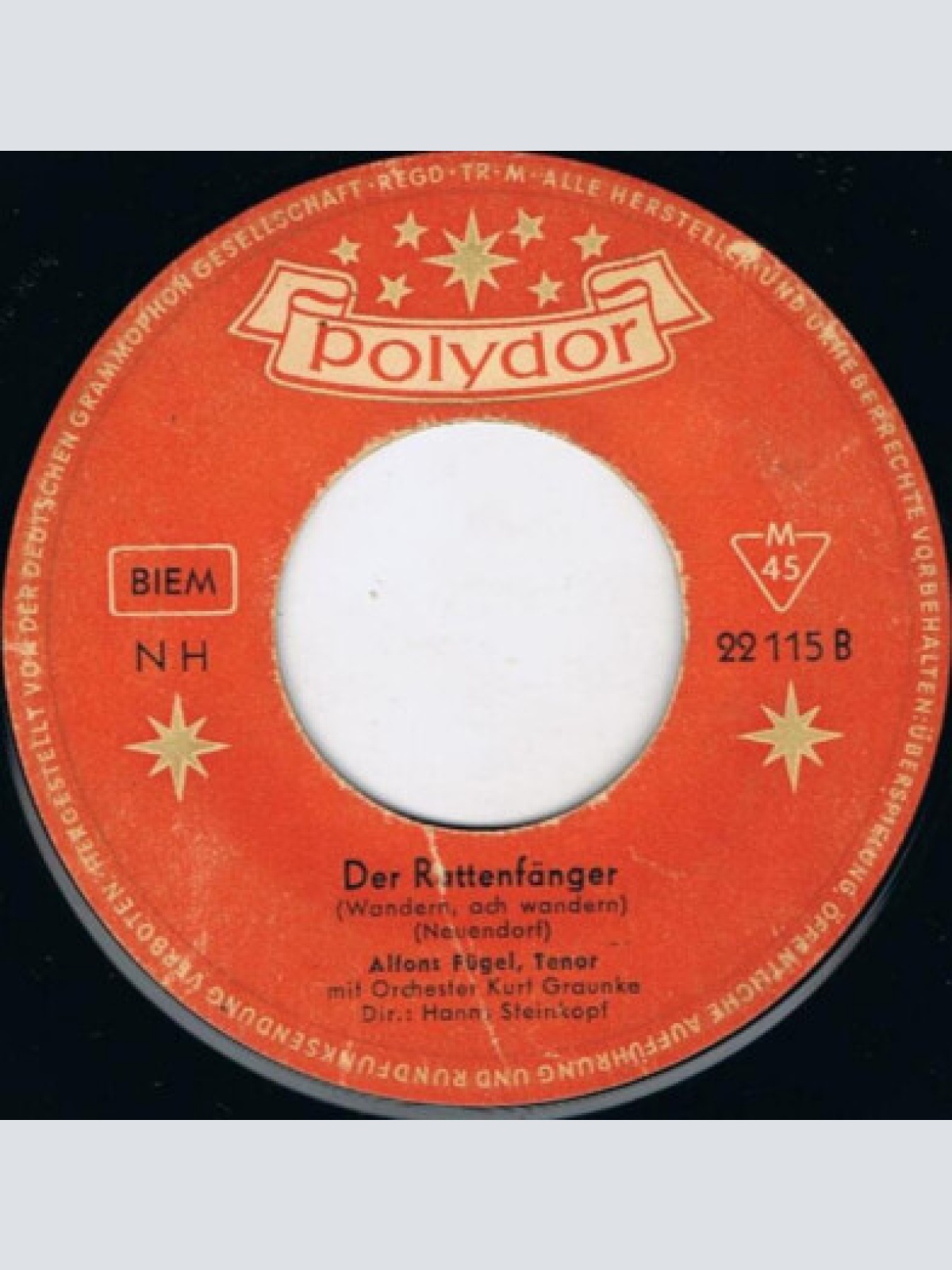 (7", Single, Mono, RE Alfons Fügel - Zwei Dunkle Augen / Der Rattenfänger