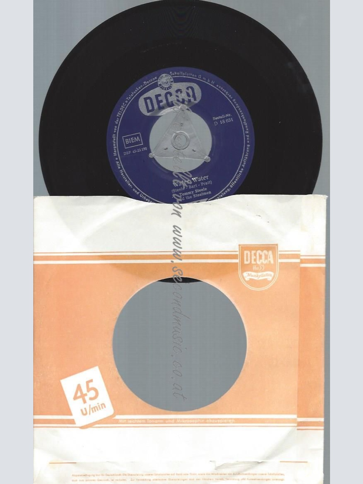 7"    Tommy Steele And The Steelmen  Water, Water