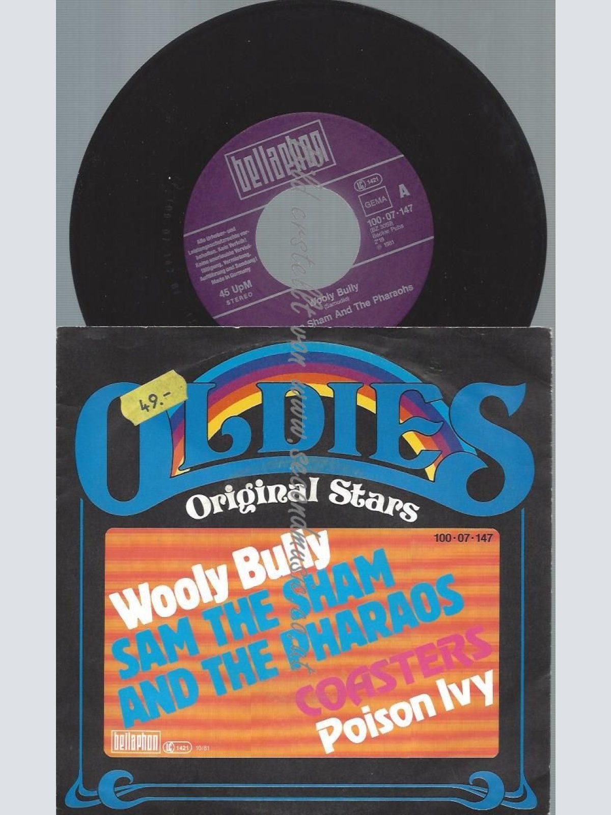 7" Sam The Sham And The Pharaohs / Coasters  Wooly Bully / Poison Ivy //OLDIES