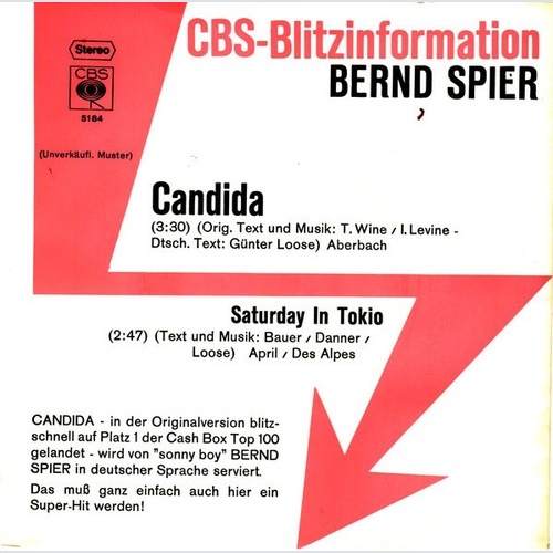 7", Single, Promo Bernd Spier - Candida