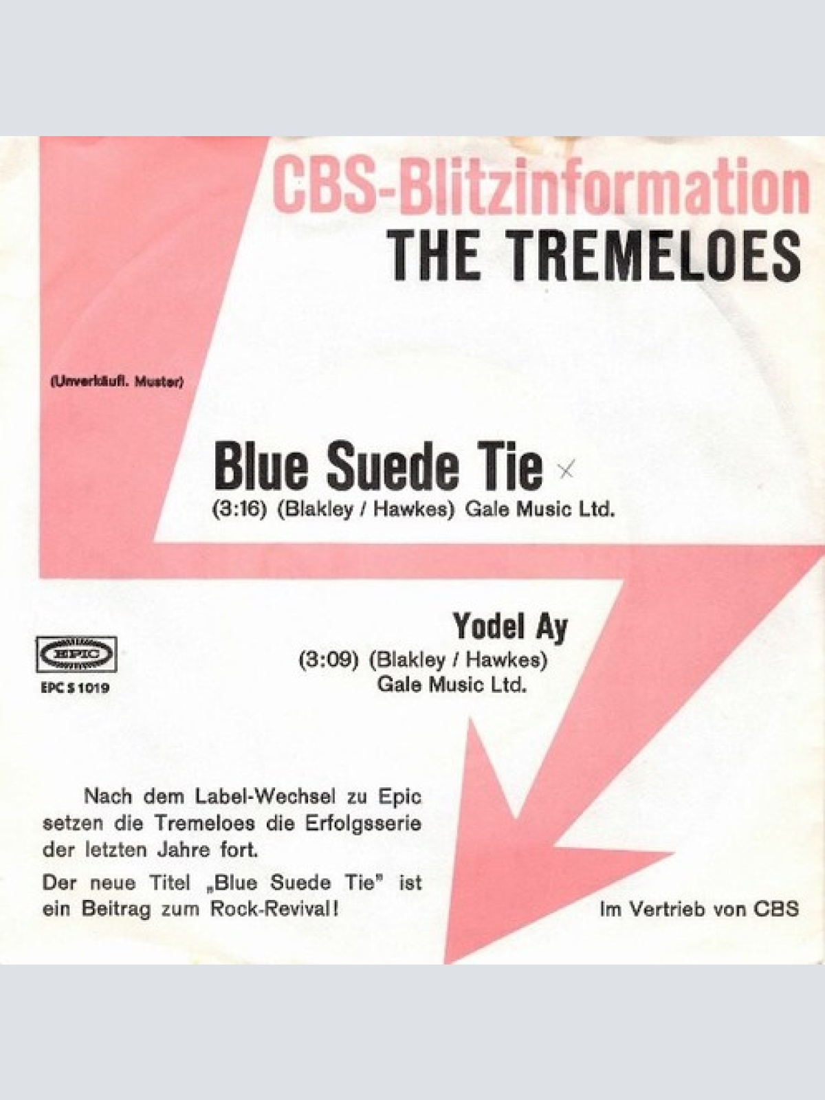 7", Single, Promo The Tremeloes - Blue Suede Tie