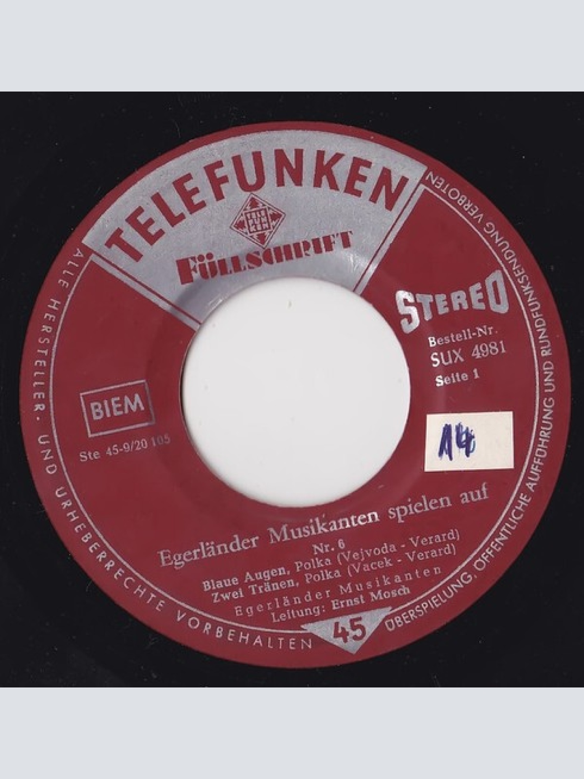 7", EP Ernst Mosch Und Seine Original Egerländer Musikanten - Egerländer Musi...