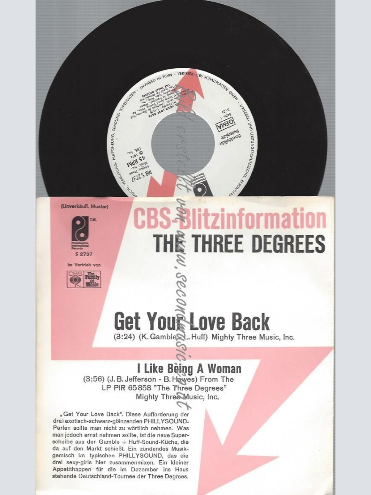 7"  The Three Degrees – Get Your Love Back   // PROMO