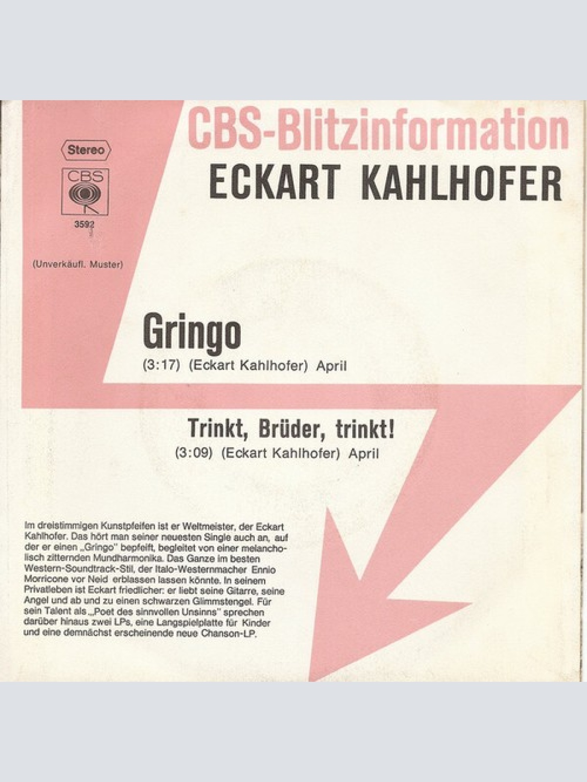 7", Single, Promo Eckart Kahlhofer - Gringo