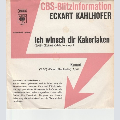 7", Single, Promo Eckart Kahlhofer - Ich Wünsch Dir Kakerlaken
