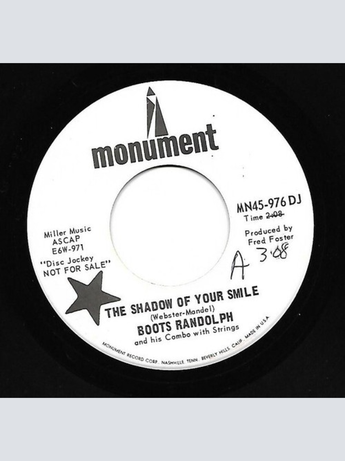 7", Single, Promo Boots Randolph And His Combo - The Shadow Of Your Smile