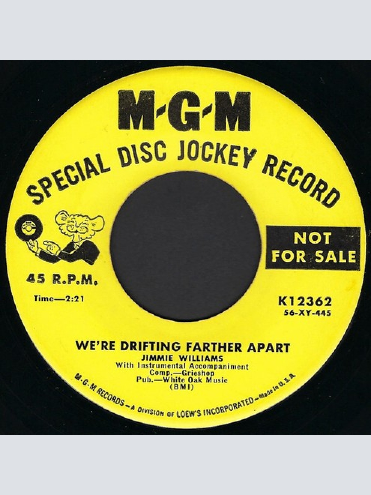 7", Promo Jimmie Williams - We're Drifting Farther Apart